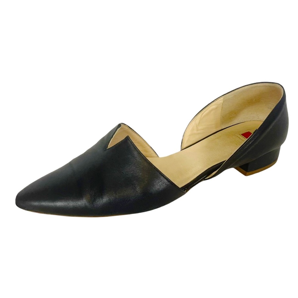 D’ORSAY Högl Black Leather Cutout Flats Shoes Pointed Toe Slip On Loafer Flats